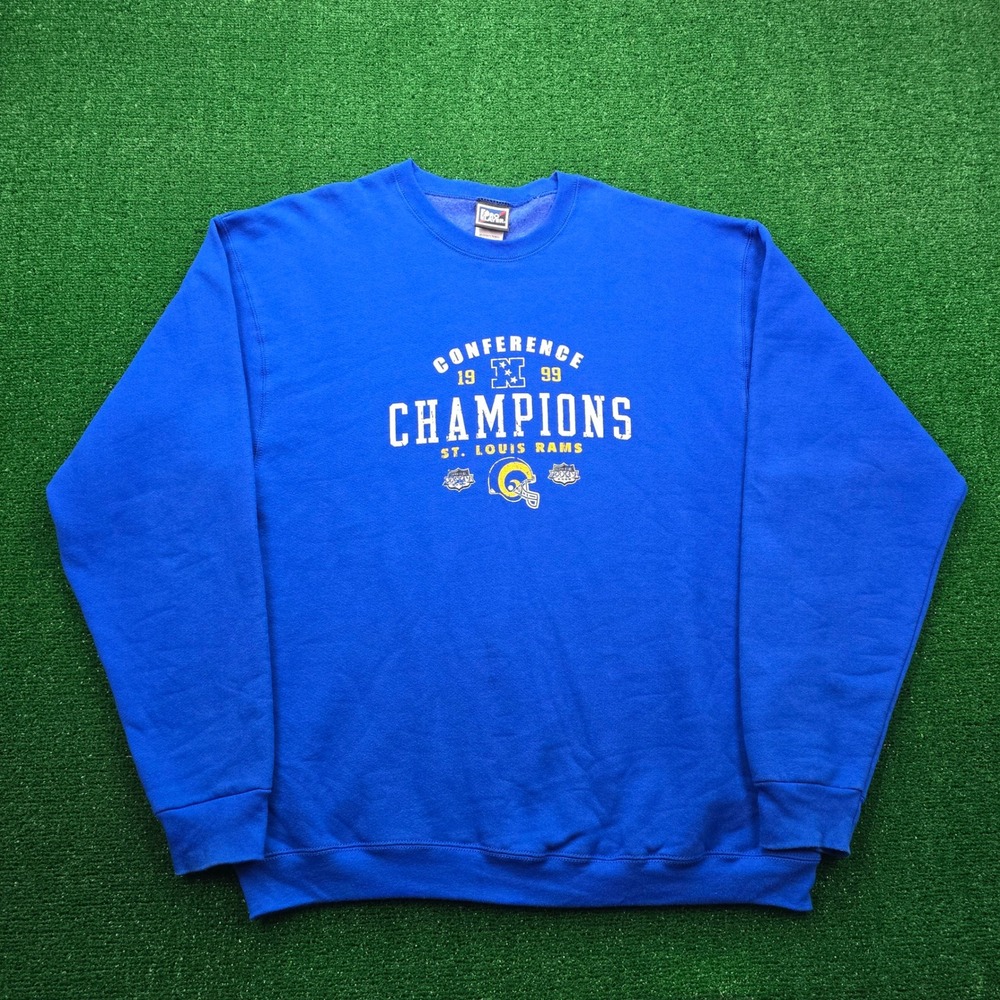 St Louis Rams‎ Sweatshirt Mens XL Blue 1999 Conference Champions Pro Player NFL